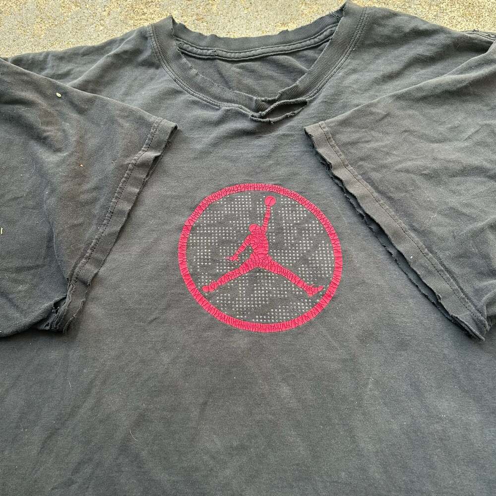 Vintage Nike Air Jordan Distressed Faded Black Shirt Jumpman Logo